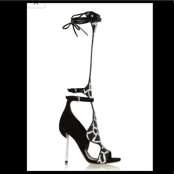 SERGIO ROSSI Minerva Printed Stingray and Suede Sandals gladiator ! - Picture 2 of 11